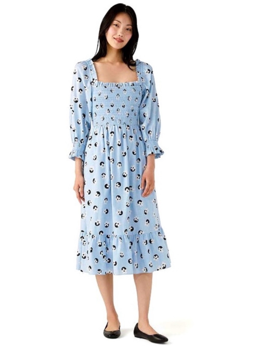KATE SPADE Women’s floral dot smocked midi dress🦋🦋